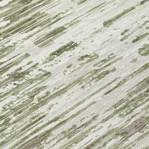 8 Ft Round Abstract Polyester Area Rug Sage Green Washable for Indoor Outdoor Use