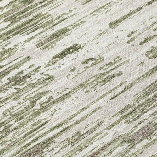 8 Ft Round Abstract Polyester Area Rug Sage Green Washable for Indoor Outdoor Use