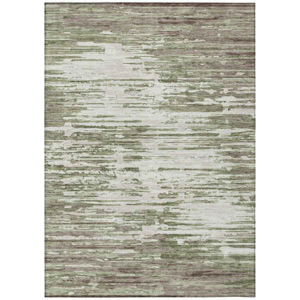 HomeRoots 9 X 12 Sage Green Abstract Polyester Area Rug Washable for Patio Porch Living Room 740668