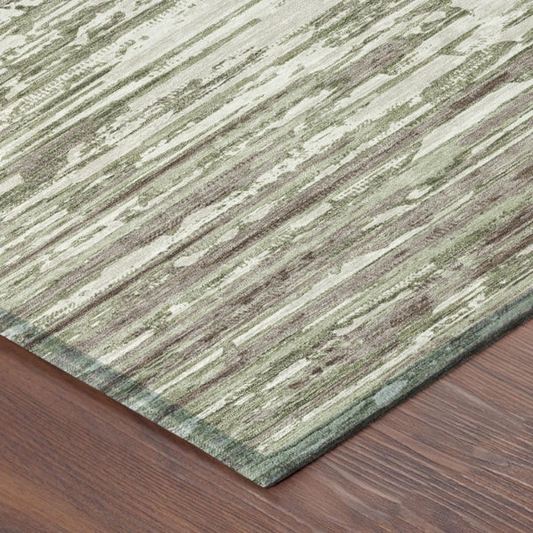 9 X 12 Sage Green Abstract Polyester Area Rug Washable for Patio Porch Living Room
