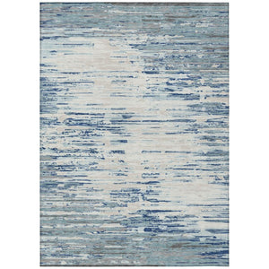 HomeRoots 5 X 8 Abstract Blue Washable Polyester Area Rug for Indoor Outdoor Living Spaces 740671