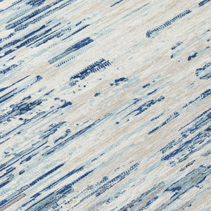 9x12 Abstract Sky Blue Washable Polyester Area Rug for Indoor Outdoor Living