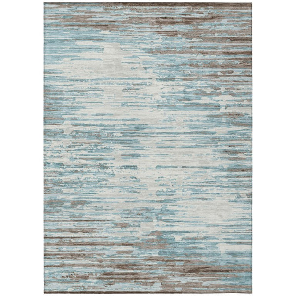 HomeRoots 10 X 14 Abstract Teal Pewter Polyester Indoor Outdoor Rug Stain Resistant Washable 740681