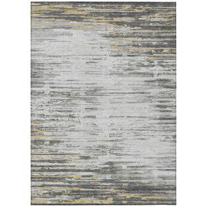 HomeRoots 5 X 8 Abstract Gray Ivory Washable Polyester Rug for Indoor Outdoor Living 740683