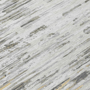 5 X 8 Abstract Gray Ivory Washable Polyester Rug for Indoor Outdoor Living