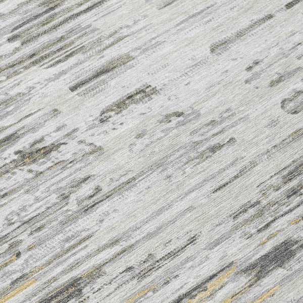 8 X 10 Gray Ivory Abstract Polyester Area Rug Washable for Indoor Outdoor Use