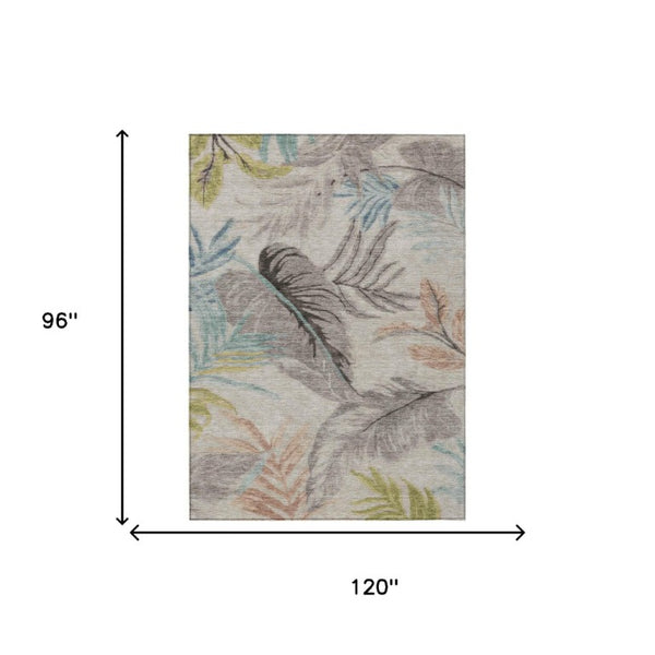 8x10 Floral Polyester Area Rug Stain Resistant Indoor Outdoor Patio Living Room