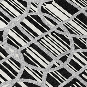 8 Foot Round Geometric Polyester Area Rug Washable and Stain Resistant for Patio or Home