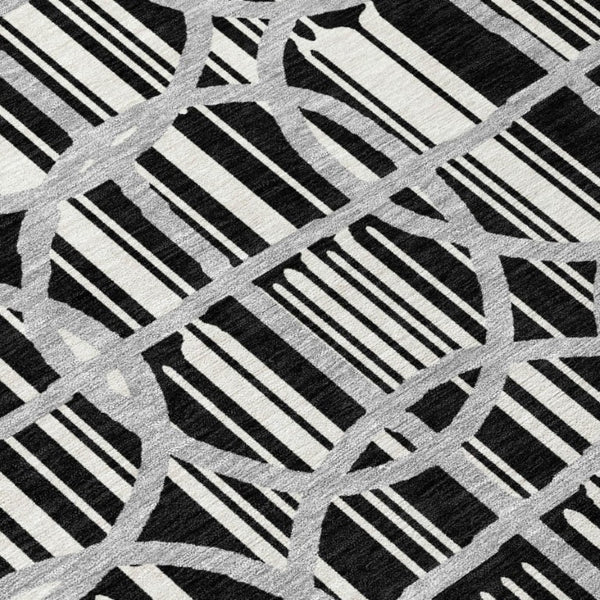 8 Foot Round Geometric Polyester Area Rug Washable and Stain Resistant for Patio or Home