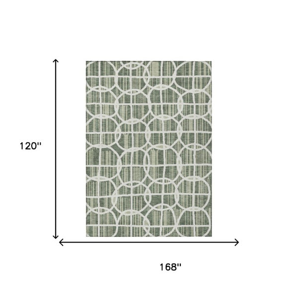 10 X 14 Geometric Polyester Area Rug Washable Indoor Outdoor for Patio or Living Room