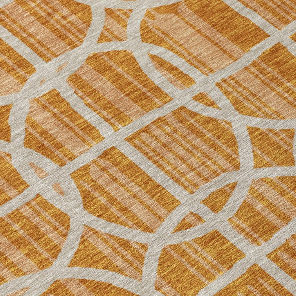 8 Foot Round Geometric Polyester Rug Washable Stain Resistant for Patio or Family Room