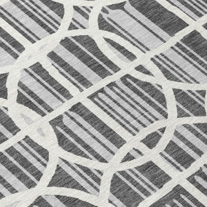 8 Ft X 10 Ft Graphite Gray Geometric Polyester Washable Indoor Outdoor Area Rug