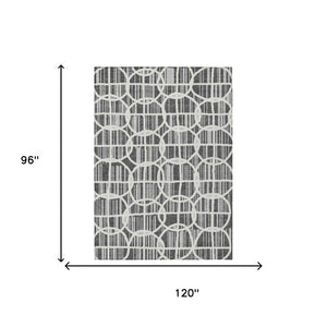 8 Ft X 10 Ft Graphite Gray Geometric Polyester Washable Indoor Outdoor Area Rug