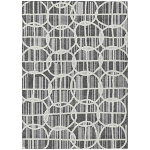 HomeRoots 9 X 12 Graphite Gray Geometric Polyester Area Rug Washable for Indoor Outdoor Use 740734