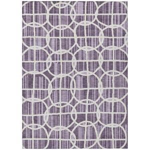 HomeRoots 5x8 Geometric Plum Purple Washable Polyester Rug Stain Resistant Indoor Outdoor 740743