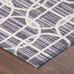 9 X 12 Plum Purple Geometric Polyester Area Rug Washable Stain Resistant Indoor Outdoor