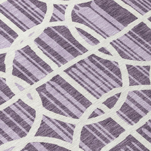 9 X 12 Plum Purple Geometric Polyester Area Rug Washable Stain Resistant Indoor Outdoor