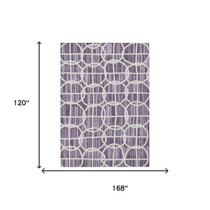 10 X 14 Purple Geometric Polyester Area Rug Washable for Patio Porch or Living Room