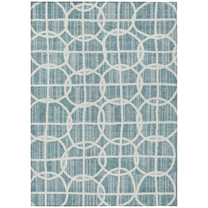 HomeRoots 10 X 14 Geometric Teal Polyester Area Rug Washable Stain Resistant Indoor Outdoor 740759