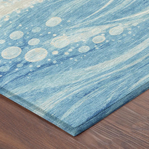 8 Foot Round Abstract Polyester Area Rug Washable Indoor Outdoor Patio Accent