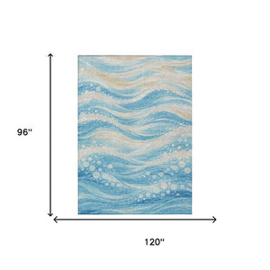 8 Ft X 10 Ft Abstract Washable Polyester Area Rug for Indoor Outdoor Spaces
