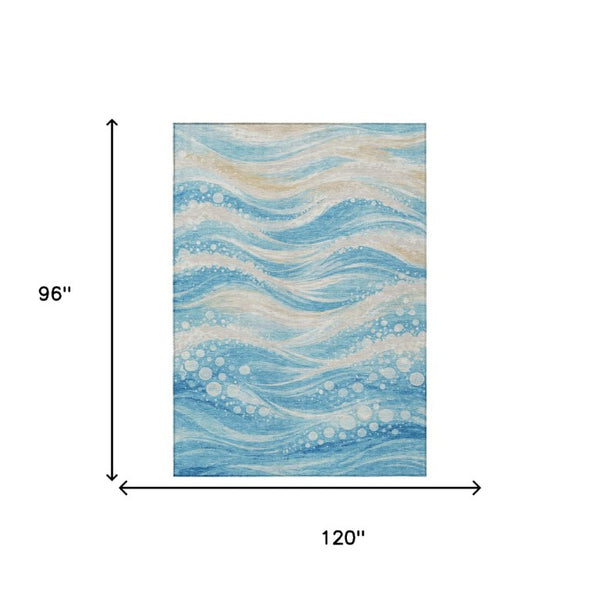 8 Ft X 10 Ft Abstract Washable Polyester Area Rug for Indoor Outdoor Spaces