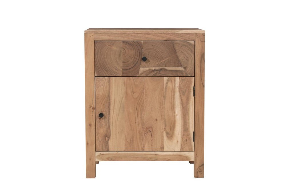 HomeRoots 30 Inch Solid Wood Square Nightstand with Single Drawer for Bedroom Storage 740769