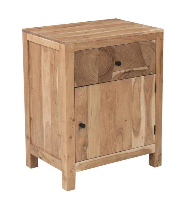 30 Inch Solid Wood Square Nightstand with Single Drawer for Bedroom Storage