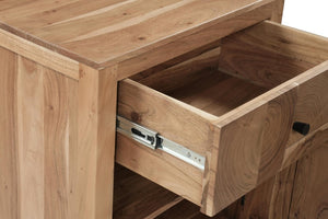 30 Inch Solid Wood Square Nightstand with Single Drawer for Bedroom Storage