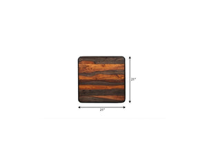 22 Inch Solid Wood Block Style Square End Table Sturdy Accent for Living Room Decor
