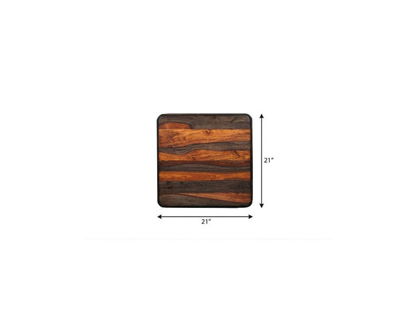 22 Inch Solid Wood Block Style Square End Table Sturdy Accent for Living Room Decor