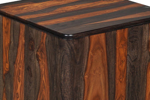 22 Inch Solid Wood Block Style Square End Table Sturdy Accent for Living Room Decor