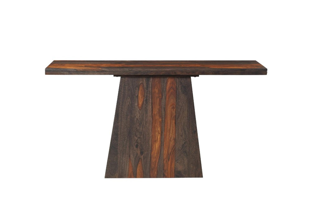 HomeRoots 57 Inch Solid Wood Pedestal Console Table in Rich Mahogany for Entryway Decor 740773