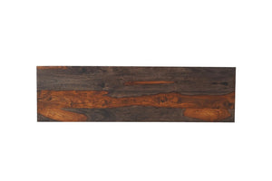57 Inch Solid Wood Pedestal Console Table in Rich Mahogany for Entryway Decor