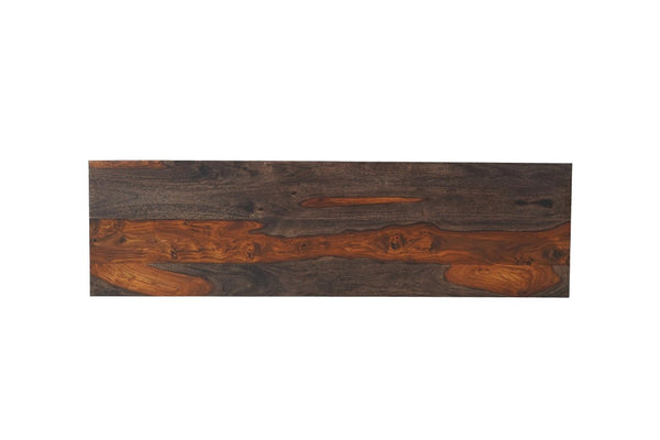 57 Inch Solid Wood Pedestal Console Table in Rich Mahogany for Entryway Decor