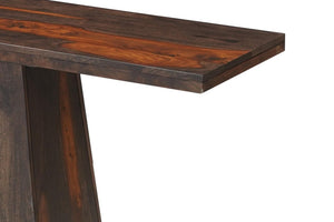 57 Inch Solid Wood Pedestal Console Table in Rich Mahogany for Entryway Decor