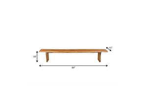 84 Inch Solid Wood Natural Live Edge Dining Bench Rustic Farmhouse Seating