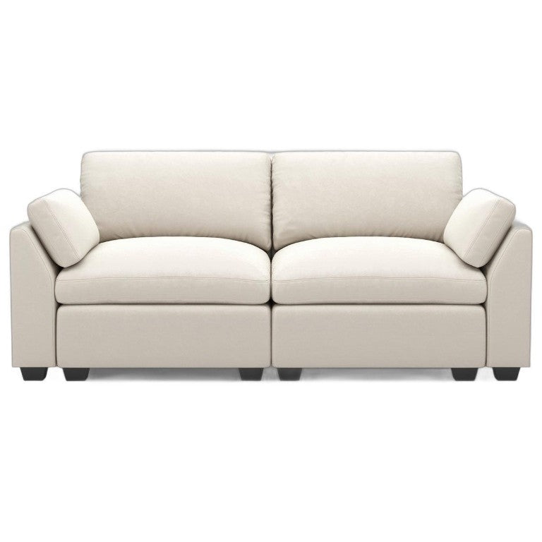 HomeRoots 75 Inch Velvet Modular Loveseat with Plush Cushions for Stylish Contemporary Living Rooms Beige / Black 740786