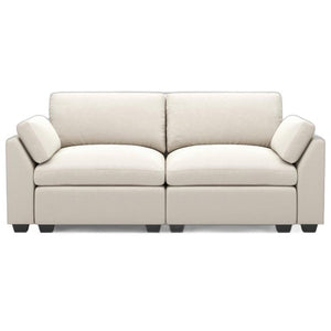 HomeRoots 75 Inch Velvet Modular Loveseat with Plush Cushions for Stylish Contemporary Living Rooms Beige / Black 740786