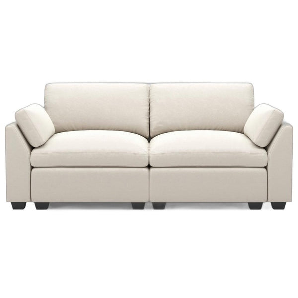 HomeRoots 75 Inch Velvet Modular Loveseat with Plush Cushions for Stylish Contemporary Living Rooms Beige / Black 740786