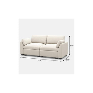 75 Inch Velvet Modular Loveseat with Plush Cushions for Stylish Contemporary Living Rooms