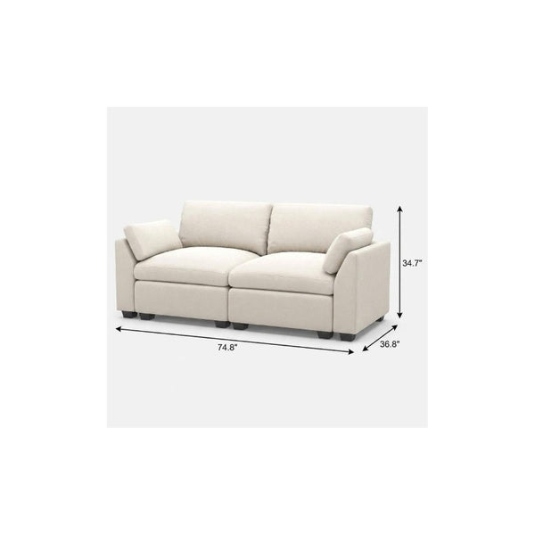 75 Inch Velvet Modular Loveseat with Plush Cushions for Stylish Contemporary Living Rooms