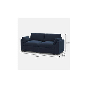 75 Inch Velvet Modular Loveseat with Plush Cushions for Stylish Contemporary Living Rooms