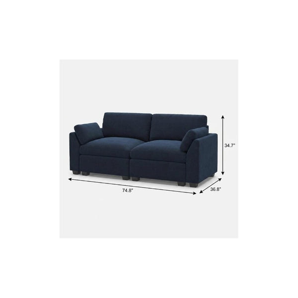75 Inch Velvet Modular Loveseat with Plush Cushions for Stylish Contemporary Living Rooms