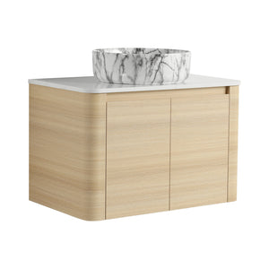 English Elm 30'' Wall-Mounted Bathroom Vanity With Ceramic Art Sink & Soft-Close Doors For Modern Spaces W999S00465