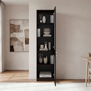 English Elm Butte Tall Two-tone Oak Bookcase with Concealed Doors and Open Shelves for Home Office B097P480471