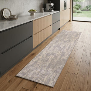 9 Foot Abstract Gray Ivory Polypropylene Runner Rug Stain Resistant Hallway Accent