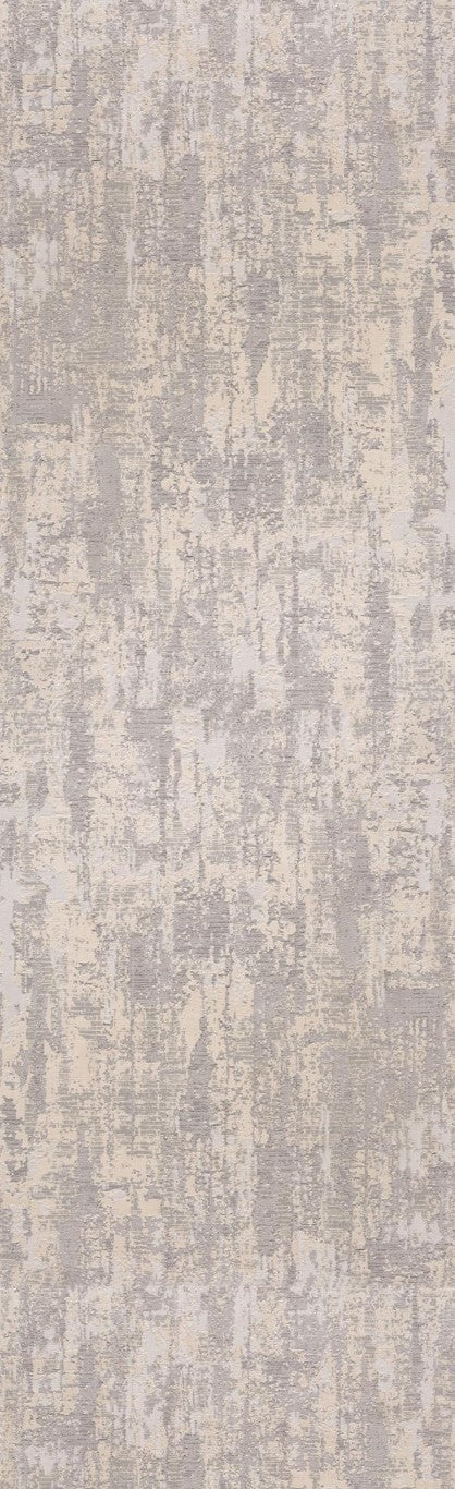 9 Foot Abstract Gray Ivory Polypropylene Runner Rug Stain Resistant Hallway Accent