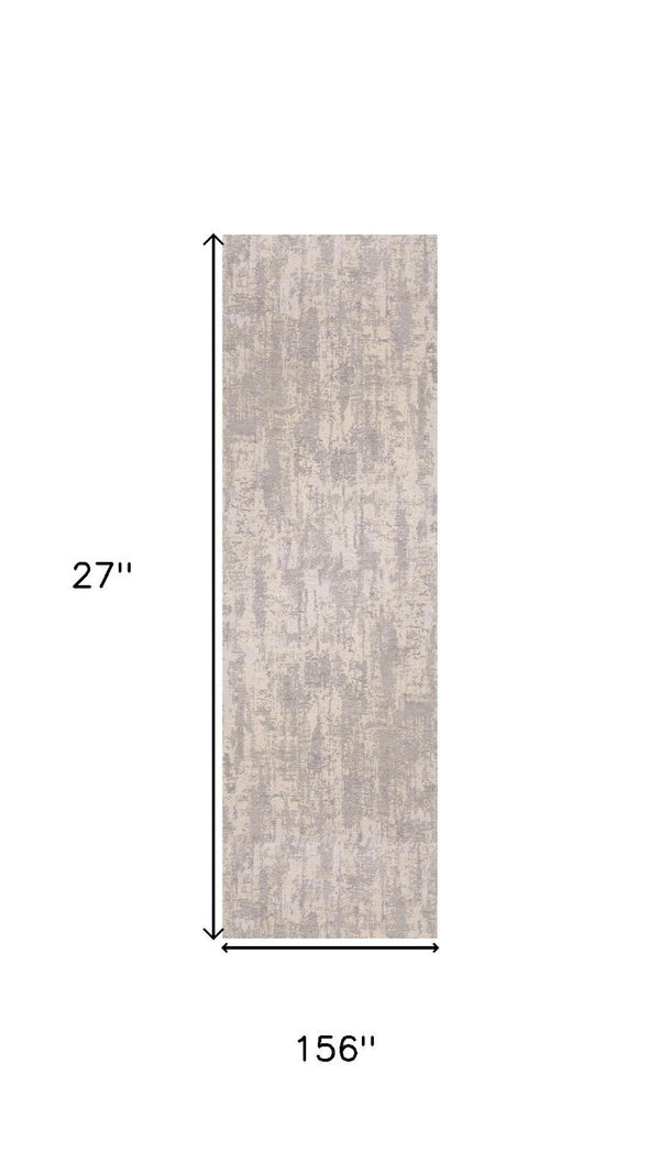 Abstract Polypropylene Runner Rug Stain Resistant Neutral Tones for Hallways and Entryways