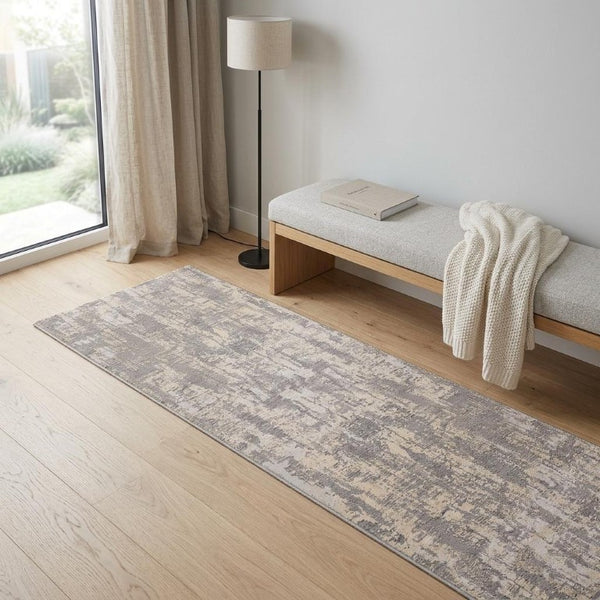 6 Foot Abstract Distressed Runner Rug Polypropylene Stain Resistant Hallway Accent